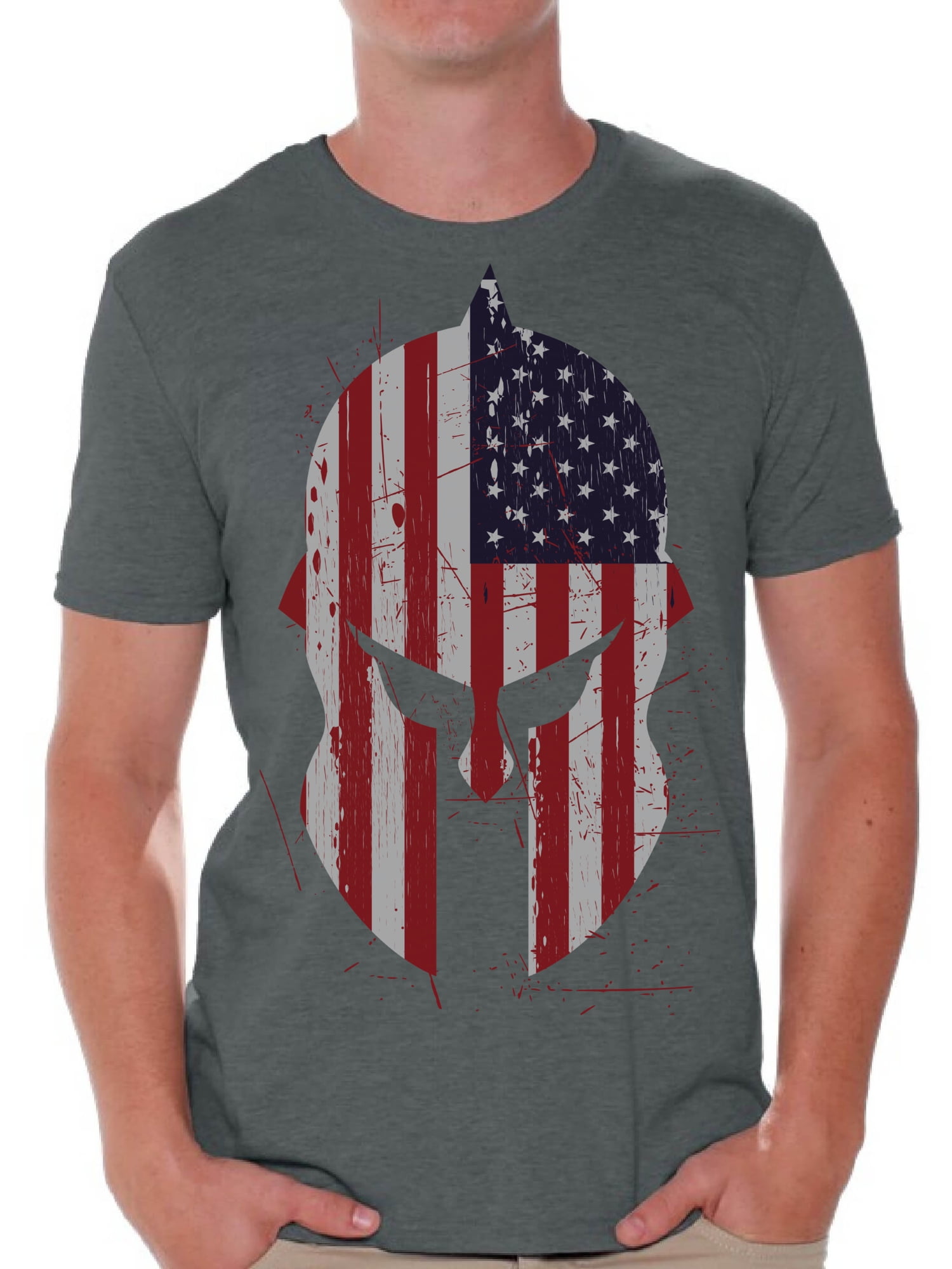 Mens Patriotic American Spartan Army Veteran 4th O T-Shirt - Foto 8