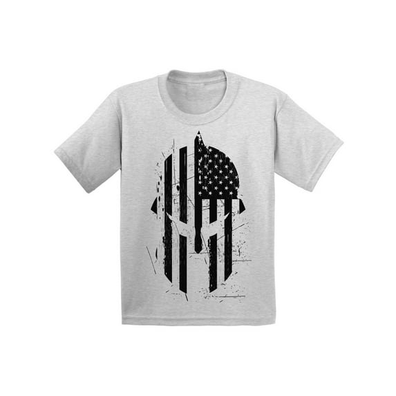 Awkward Styles Spartan Warrior Helmet T Shirt Tops for Kids American Flag Kids Shirts USA Patriotic T-shirts Novelty Graphic Shirt