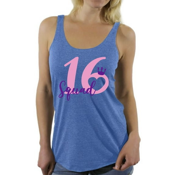 Awkward Styles Squad 16 Racerback Tank Top for Ladies Purple Squad Sixteen Racerback Tanks for Girls Birthday Girl Shirt Birthday Gifts for Teens I am 16 T-Shirt for Her Sweet 16 Party Clothing