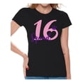 thumbnail image 1 of Awkward Styles Squad 16 T Shirt for Ladies Squad Sixteen Shirts for Girls Birthday Girl Shirt Birthday Gifts for Teens I am 16 T-Shirt for Her Sweet 16 Party Clothing Purple Prints Teen Party, 1 of 4