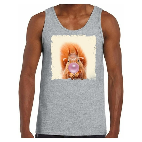 Awkward Styles Squirrel Shirt Men Tank Top Squirrel Blowing Pink Gum Baby Squirrel T Shirt Animal Tank Top for Men Squirrel with Pink Gum T Shirt Animal Men Shirt Funny Animal Gifts Squirrel Clothing