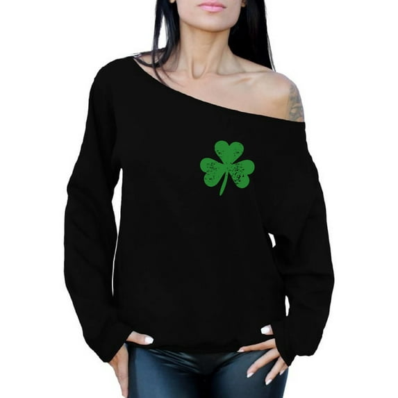 Awkward Styles St Patricks Irish Clover Sweatshirt American Flag Off the Shoulder Top St. Patricks Day Proud Irish Sweatshirt for Women Lucky Shamrock Sweater Irish Gifts for Her St Paddy's Day