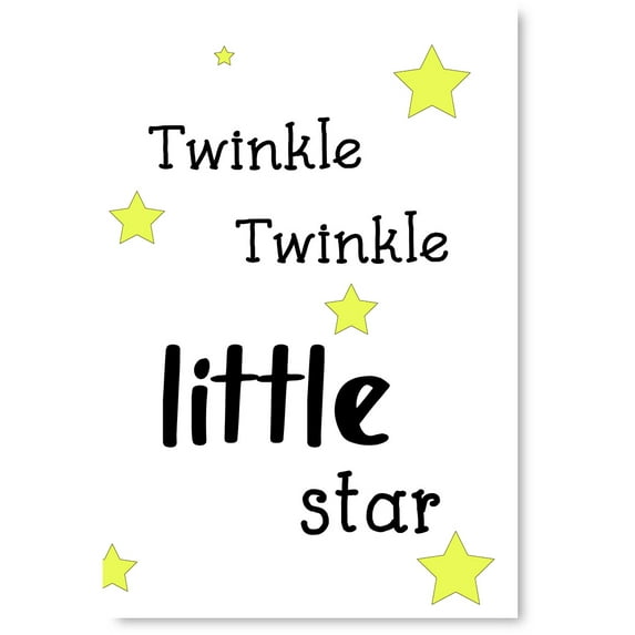 Awkward Styles Star Poster Nursery Room Art Twinkle Twinkle Little Star Framed Canvas Kids Motivational Quotes Printed Wall Art for Children Twinkle Twinkle Little Star Canvas Poster for Baby Room