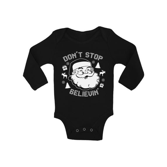 Awkward Styles Don't Stop Believin' Santa Kids Christmas Outfit Christmas Onesie Girl Christmas Onesie Boy First Christmas Clothes Prop Baby Infant Bodysuit Santa Reindeer Sweater Baby Contest