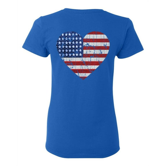 Awkward Styles Stripes and Stars American Flag Love Ladies Shirt Independence Day Pro America Heart T shirt for Her Gifts Pro America Love T shirt for Women USA Flag Gifts USA Print on the Back Only