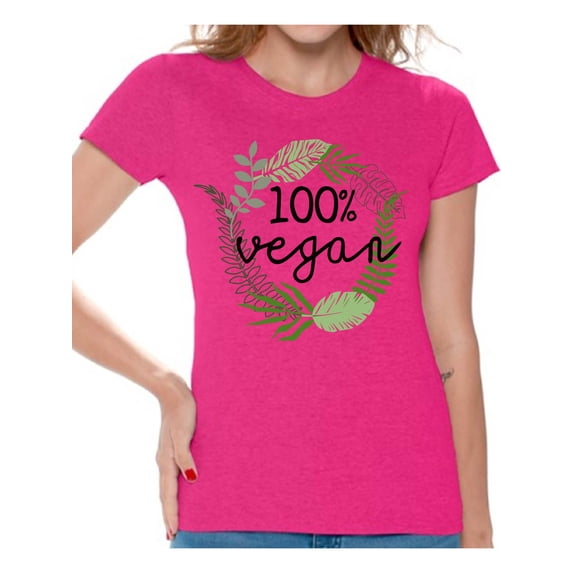 Awkward Styles Stylish Foliage Womens T-Shirt Lovely Vegetarian Tshirt Vegan Friendly Shirts for Ladies Vegan T Shirts Vegan Clothes for Women Vegan Organic Shirts for Her Gifts for Vegetarians