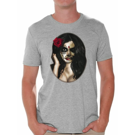 Awkward Styles Sugar Skull Girl T-shirt Tops skull shirts mens skull shirts day of the dead costume t shirt dia de Los Muertos costume t shirt candy skull sugar skull costume t shirt skull for men