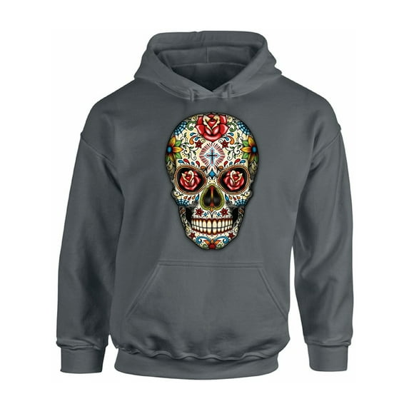 Awkward Styles Sugar Skull Roses Hooded Sweatshirt Sugar Skull Hoodie Women's Skull Hoodie Day of the Dead Gifts Skull Hoodies for Men Skull Clothing Mexican Holiday Gifts Dia de los Muertos Hoodies