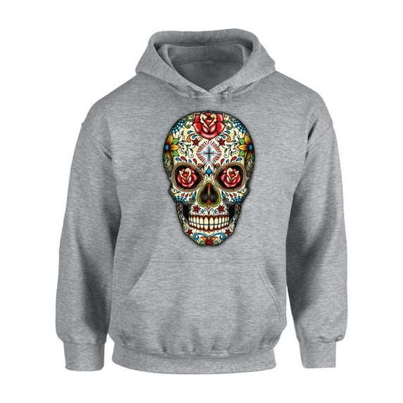 Awkward Styles Sugar Skull Roses Hooded Sweatshirt Sugar Skull Hoodie Women's Skull Hoodie Day of the Dead Gifts Skull Hoodies for Men Skull Clothing Mexican Holiday Gifts Dia de los Muertos Hoodies