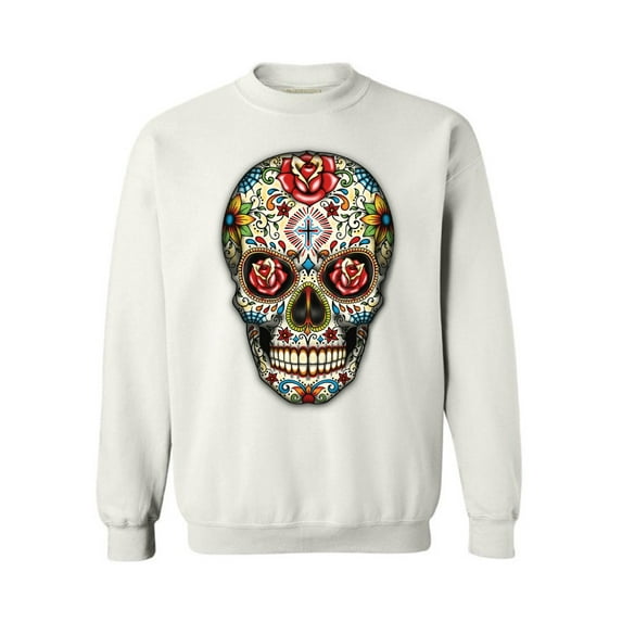 Awkward Styles Sugar Skull Roses Sweatshirt Skull Sweater for Women Day of the Dead Gifts for Men Skull Clothing Dia de los Muertos Sweatshirt Floral Skull Sweater Mexican Holiday Gifts Skull Jumper