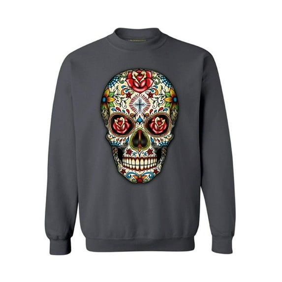 Awkward Styles Sugar Skull Roses Sweatshirt Skull Sweater for Women Day of the Dead Gifts for Men Skull Clothing Dia de los Muertos Sweatshirt Floral Skull Sweater Mexican Holiday Gifts Skull Jumper