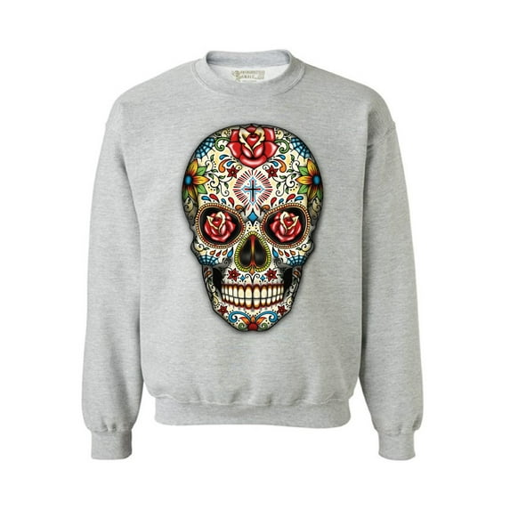 Awkward Styles Sugar Skull Roses Sweatshirt Skull Sweater for Women Day of the Dead Gifts for Men Skull Clothing Dia de los Muertos Sweatshirt Floral Skull Sweater Mexican Holiday Gifts Skull Jumper