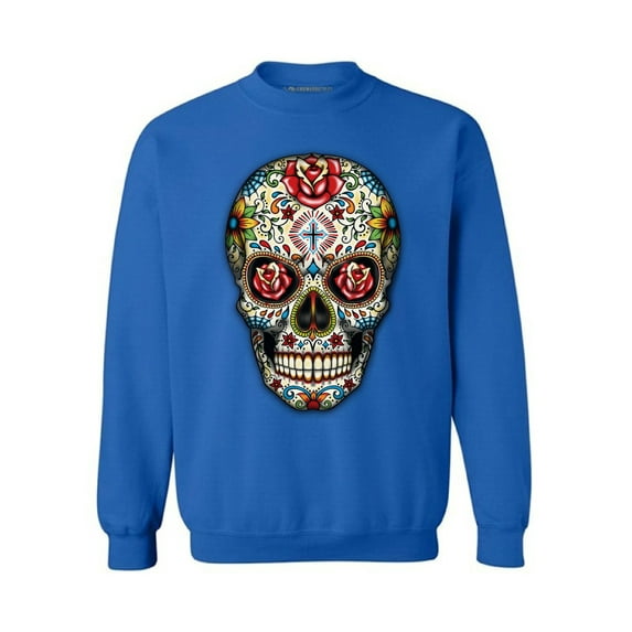 Awkward Styles Sugar Skull Roses Sweatshirt Skull Sweater for Women Day of the Dead Gifts for Men Skull Clothing Dia de los Muertos Sweatshirt Floral Skull Sweater Mexican Holiday Gifts Skull Jumper