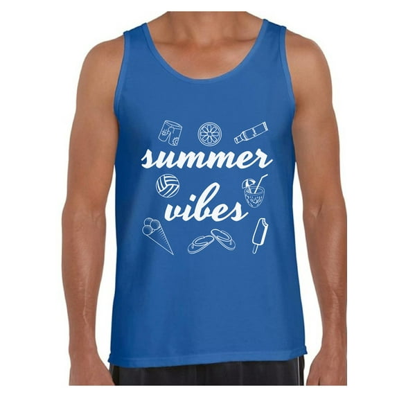 Awkward Styles Summer Vibes Men Tank Top Beach Tank Summer Workout Clothes Men's Hawaiian Muscle Shirt Vacation Shirts for Men Beach Party Gifts for Him Funny Gifts for Summer Hawaiian Tank Top