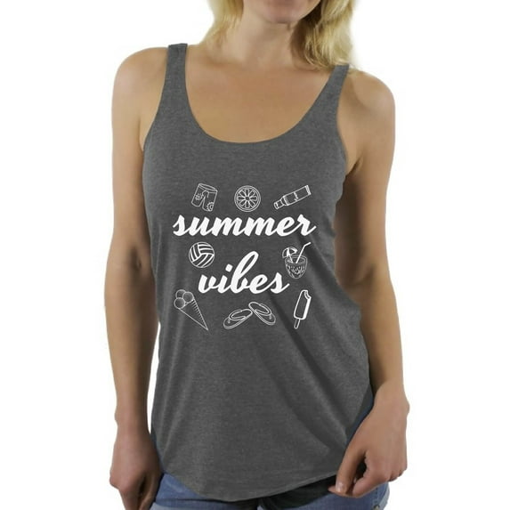 Awkward Styles Summer Vibes Racerback Tank Top for Women Vacation Shirts Summer Beach Tank Top Summer Vacation Racerback Top Cute Gifts for Summer Beach Party Outfit Vacay Mode Shirt