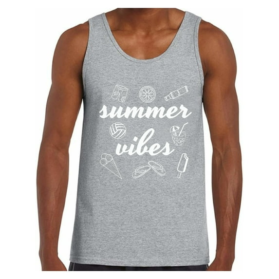 Awkward Styles Summer Vibes Tank Top for Men Beach Tank Summer Workout Clothes Men's Beach Muscle Shirt Vacation Shirts for Men Beach Party Gifts for Him Funny Gifts for Summer Vacay Tank Top