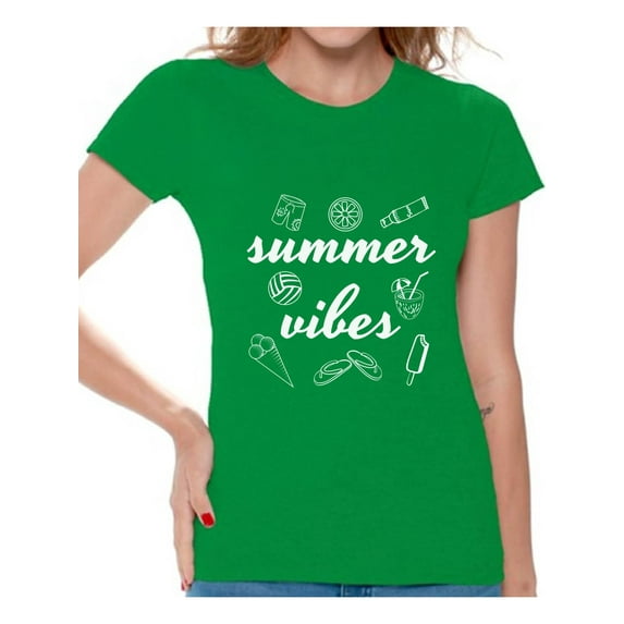Awkward Styles Summer Vibes Tshirt for Women Vacation Shirts Summer Vacation T-Shirt Women's Vacay Shirt Summer Party Outfit Cute Gifts for Summer Vacay Mode Tshirt Beach Shirts for Women