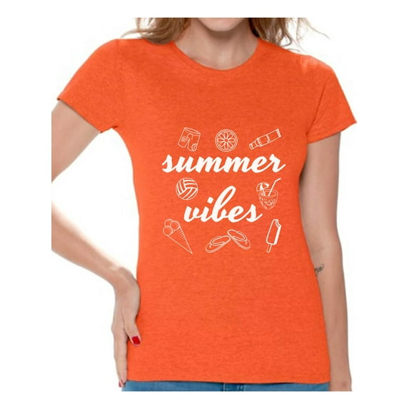 Awkward Styles Summer Vibes Tshirt for Women Vacation Shirts Summer Vacation T-Shirt Women's Vacay Shirt Summer Party Outfit Cute Gifts for Summer Vacay Mode Tshirt Beach Shirts for Women