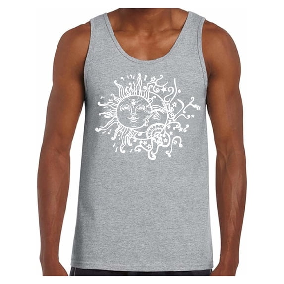 Awkward Styles Sun and Moon Tank Top for Men Patterned Tanks for Men Men's Fashion Collection Tracery Tank Top for Dad Indian Pattern T-Shirt for Men Gifts for Husband Sun and Moon Shirts Sun T-Shirt