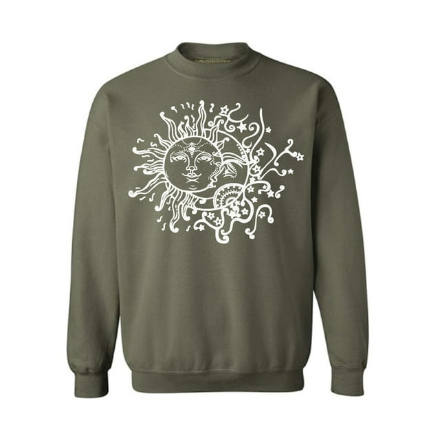 Awkward Styles Sun and Moon Unisex Crewneck Sweater for Men Patterned Crewneck for Women Sun and Moon Top Tracery Sweater Indian Pattern Crewneck Sun and Moon Crewnecks Sun Sweatshirt Moon Crewneck