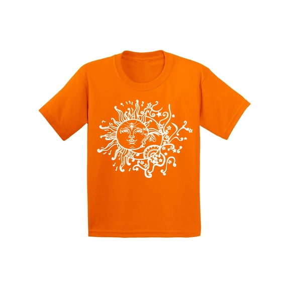 Awkward Styles Sun and Moon Youth T Shirt Patterned Shirts for Kids Tracery Tshirt for Children Indian Pattern T-Shirt for Girls Gifts for Kids Sun and Moon Shirts for Boys Sun Unisex T-Shirt for Kids