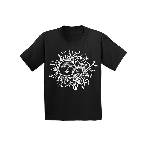 Awkward Styles Sun and Moon Youth T Shirt Patterned Shirts for Kids Tracery Tshirt for Children Indian Pattern T-Shirt for Girls Gifts for Kids Sun and Moon Shirts for Boys Sun Unisex T-Shirt for Kids