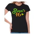 thumbnail image 1 of Awkward Styles Sweet 16 T Shirt for Ladies Sweet Sixteen Shirts for Girls Birthday Girl Shirt Birthday Gifts for Teens I am 16 T-Shirt for Her Sweet 16 Party Clothing Green Prints Teen Party, 1 of 4