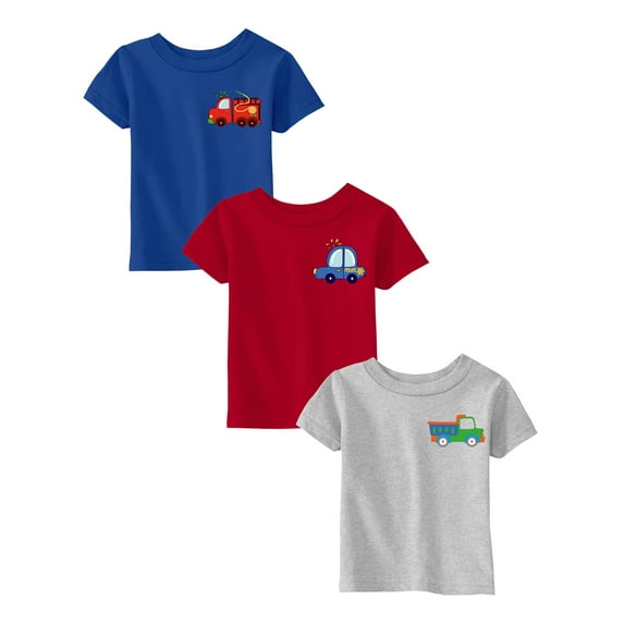 Awkward Styles T-Shirts for Boys Blue Tshirt Red Crewneck Shirt Grey Tee for Boy Gifts for Toddlers Set of Three Short Sleeve Shirts 3-Pack Toddler Boys