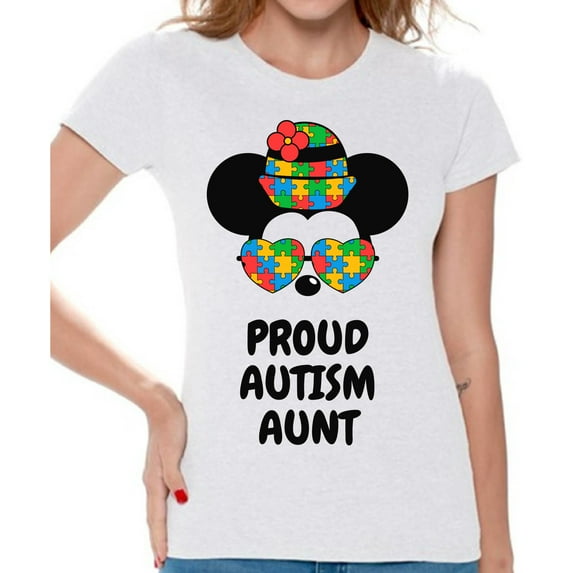 Awkward Styles T-shirt for Women Steamboat Willie Mickey Autism Proud Autism Aunt Family Minnie Ladies Cotton T-shirts S M L XL 2XL 3XL Short Sleeve Graphic Tee