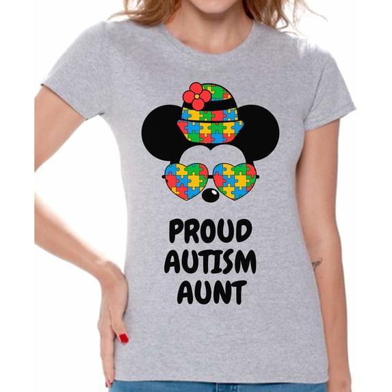 Awkward Styles T-shirt for Women Steamboat Willie Mickey Autism Proud Autism Aunt Family Minnie Ladies Cotton T-shirts S M L XL 2XL 3XL Short Sleeve Graphic Tee