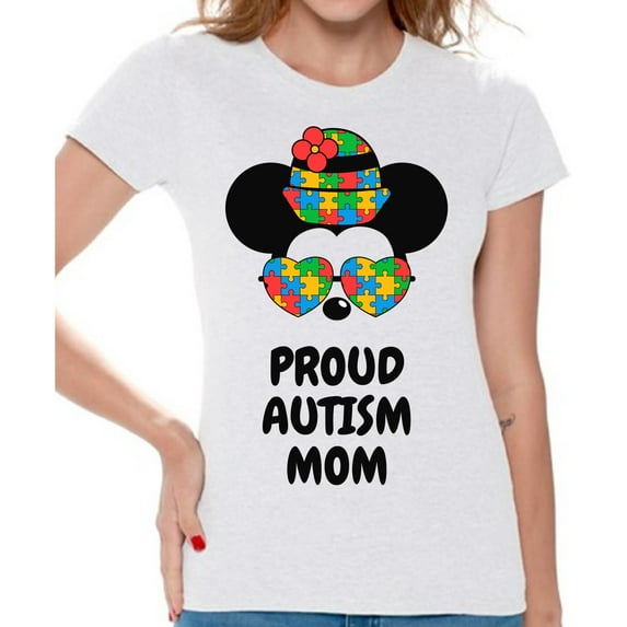 Awkward Styles T-shirt for Women Steamboat Willie Mickey Autism Proud Autism Mom Family Minnie Mother Ladies Cotton T-shirts S M L XL 2XL 3XL Short Sleeve Graphic Tee