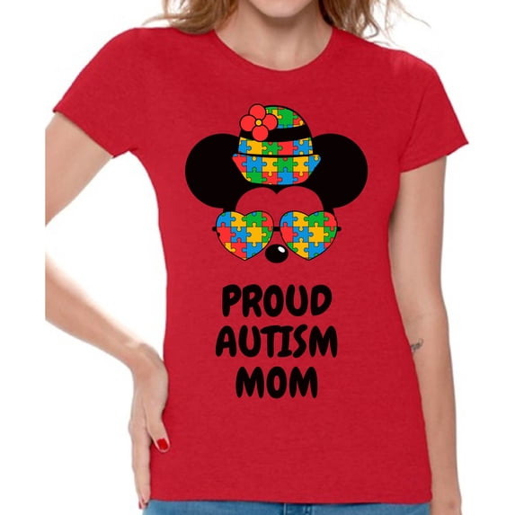 Awkward Styles T-shirt for Women Steamboat Willie Mickey Autism Proud Autism Mom Family Minnie Mother Ladies Cotton T-shirts S M L XL 2XL 3XL Short Sleeve Graphic Tee