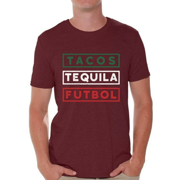Awkward Styles Tacos Tequila Futbol Shirt for Men Mexico Shirt Tacos and Tequila Futbol Fan T Shirts Men's Mexican Soccer Tee Shirt Tacos & Tequila Tshirt Mexican Shirts Taco Tuesday Gifts for Men