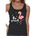 thumbnail image 1 of Awkward Styles Be Yourself Tank Top T-Shirt for Her Flamingo Shirts Summer Clothes for Women Beach Tanks Pink Flamingo Tshirt for Ladies Summer Gifts Flamingo Shirts Beach Clothing Collection, 1 of 4