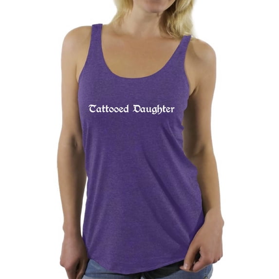 Awkward Styles Tattoo Racerback Tank Top for Ladies Tattooed Daughter Shirts for Ladies Women Fashion Tattooed Daughter Racerback Tank Top for Her Tattooed Clothing Tattoos Lovers Gifts Tattoo Tshirt