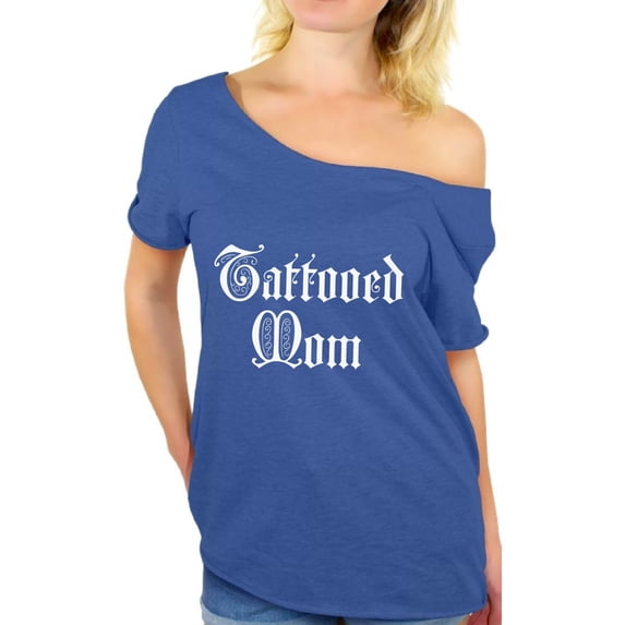 Awkward Styles Tattooed Mom Off Shoulder Shirt Inked Mom Tshirt Off The Shoulder Women's Tattoo Flowy Top Tattooed Baggy Shirt Tattoo Shirts for Mom Best Mom Tshirt Cool Mom Gifts Amazing Mom Shirt
