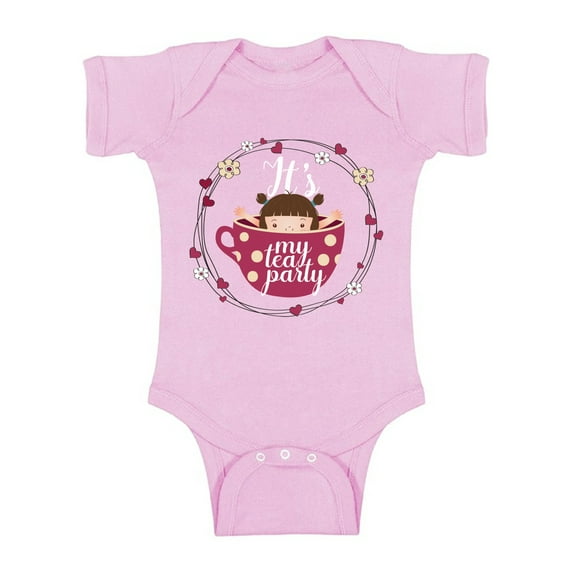 Awkward Styles Tea Party Bodysuit Short Sleeve for Newborn Baby Cute Baby Shower Gifts Girls Tea Party Clothing Tea Party One Piece Top Themed Party Outfit for Baby Girls Tea Party Gift