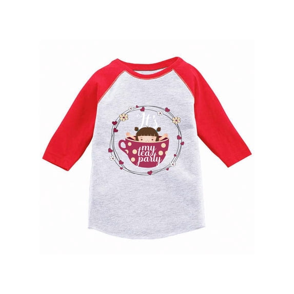 Awkward Styles Tea Party Youth Raglan Cute Tea Party Gifts It's My Tea Party Jersey Shirts for Girls My Tea Party Baseball T shirts Themed Party Cute Birthday Gifts for Girls