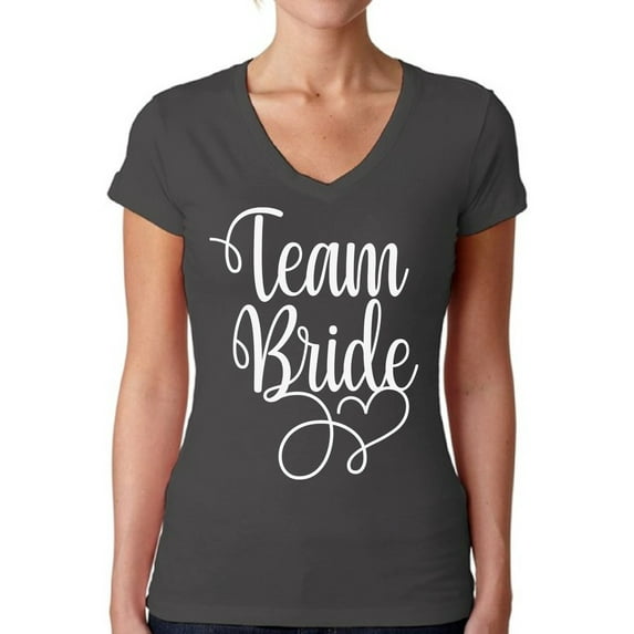 Awkward Styles Team Bride V-Neck Shirt Bridesmaid V-Neck Shirt Bridesmaid Shirt for Women Cute Wedding Gifts for Her Bridal Party Outfit Bachelorette Party Shirts for Bridesmaids Squad Shirt