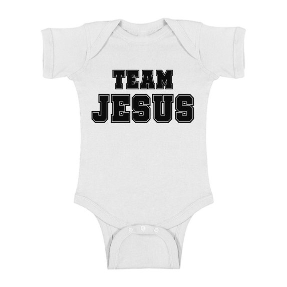 Awkward Styles Team Jesus Baby Bodysuit Short Sleeve Black Romper for Baby Christian Romper for Boys Christian One Piece for Girls Jesus Romper for Children Christian Gifts for Child Newborn Clothing