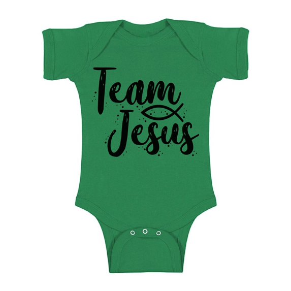 Awkward Styles Team Jesus Baby Bodysuit Short Sleeve Black Romper for Kids Christ Romper for Boys Christian One Piece for Girls Jesus Romper for Children Christian Gifts for Child Newborn Clothing