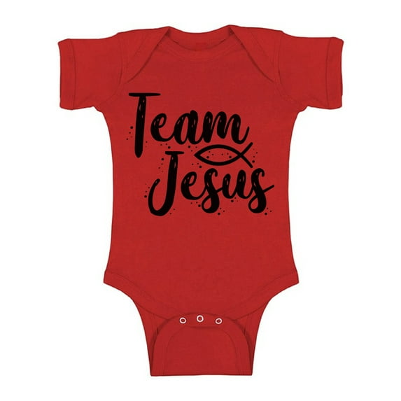 Awkward Styles Team Jesus Baby Bodysuit Short Sleeve Black Romper for Kids Christ Romper for Boys Christian One Piece for Girls Jesus Romper for Children Christian Gifts for Child Newborn Clothing