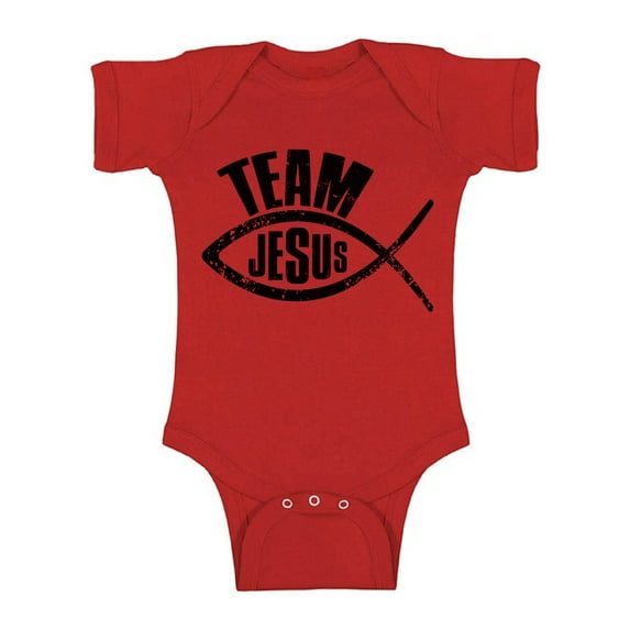 Awkward Styles Team Jesus Baby Bodysuit Short Sleeve Black Romper for Kids Fish Romper for Boys Christian One Piece for Girls Jesus Romper for Children Christian Gifts for Child Newborn Clothing