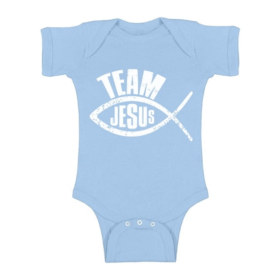 Awkward Styles Team Jesus Baby Bodysuit Short Sleeve Fish Romper for Kids Christian Romper for Boys Christian One Piece for Girls Jesus Romper for Children Christian Gifts for Child Newborn Clothing