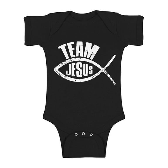 Awkward Styles Team Jesus Baby Bodysuit Short Sleeve Fish Romper for Kids Christian Romper for Boys Christian One Piece for Girls Jesus Romper for Children Christian Gifts for Child Newborn Clothing