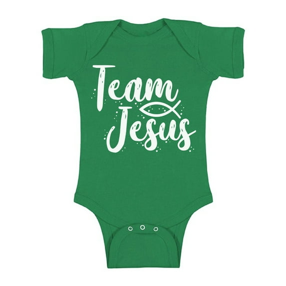 Awkward Styles Team Jesus Baby Bodysuit Short Sleeve White Romper for Kids Christian Romper for Boys Christian One Piece for Girls Jesus Romper for Children Christian Gifts for Child Newborn Clothing