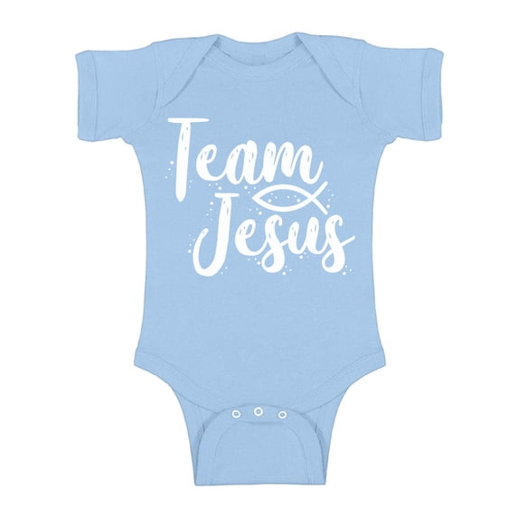Awkward Styles Team Jesus Baby Bodysuit Short Sleeve White Romper for Kids Christian Romper for Boys Christian One Piece for Girls Jesus Romper for Children Christian Gifts for Child Newborn Clothing