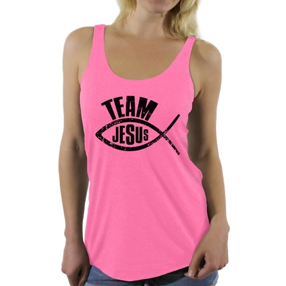 Awkward Styles Team Jesus Racerback Shirt for Her Racerback Top for Christian Black Clothes for Women Team Jesus Tanks Fish Tshirt for Ladies Christian Gifts Jesus Shirts Jesus Clothing Collection