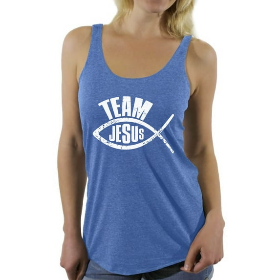 Awkward Styles Team Jesus Racerback Shirt for Her Racerback Top for Christian Fish Clothes for Women Team Jesus Tanks Fish Tshirt for Ladies Christian Gifts Jesus Shirts Jesus Clothing Collection