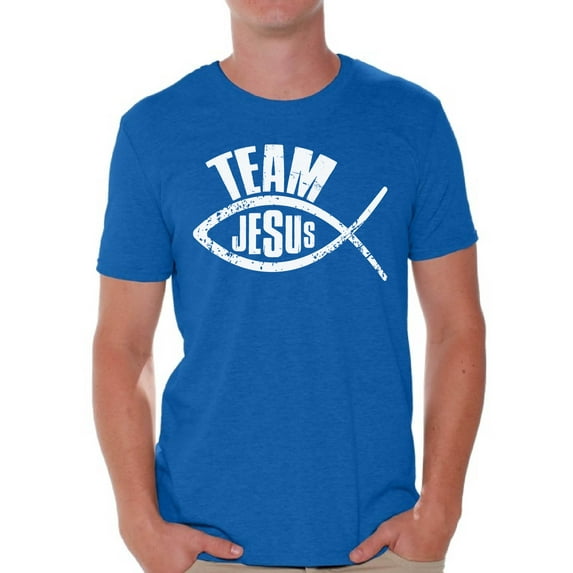Awkward Styles Team Jesus T-Shirt for Men Christian Mens Shirts Christian Fish Clothes for Men Team Jesus T-Shirt Fish Tshirt for Men Christian Gifts Jesus Shirts Jesus Clothing Collection for Men